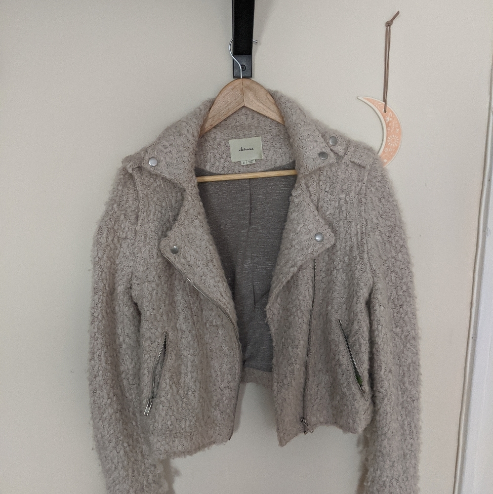 Anthropologie fuzzy bomber jacket
